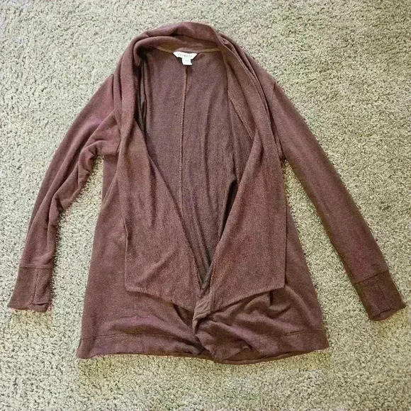 Athleta Sweaters - Athleta Long Brown Loose Collared Cardigan w/ Pockets & Thumb Hole, Size…